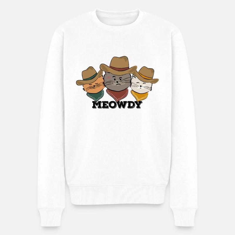 MEOWDY GANG - Männer Premium Bio Pullover - Weiß