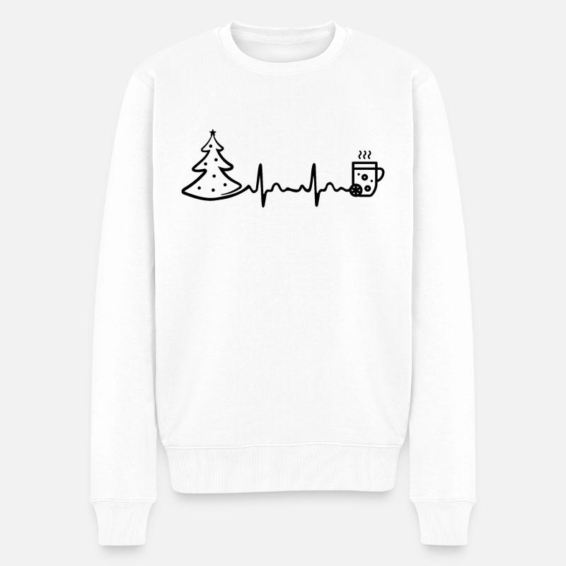 Vin chaud de Noël Heartbeat - Pull Premium bio Homme - blanc