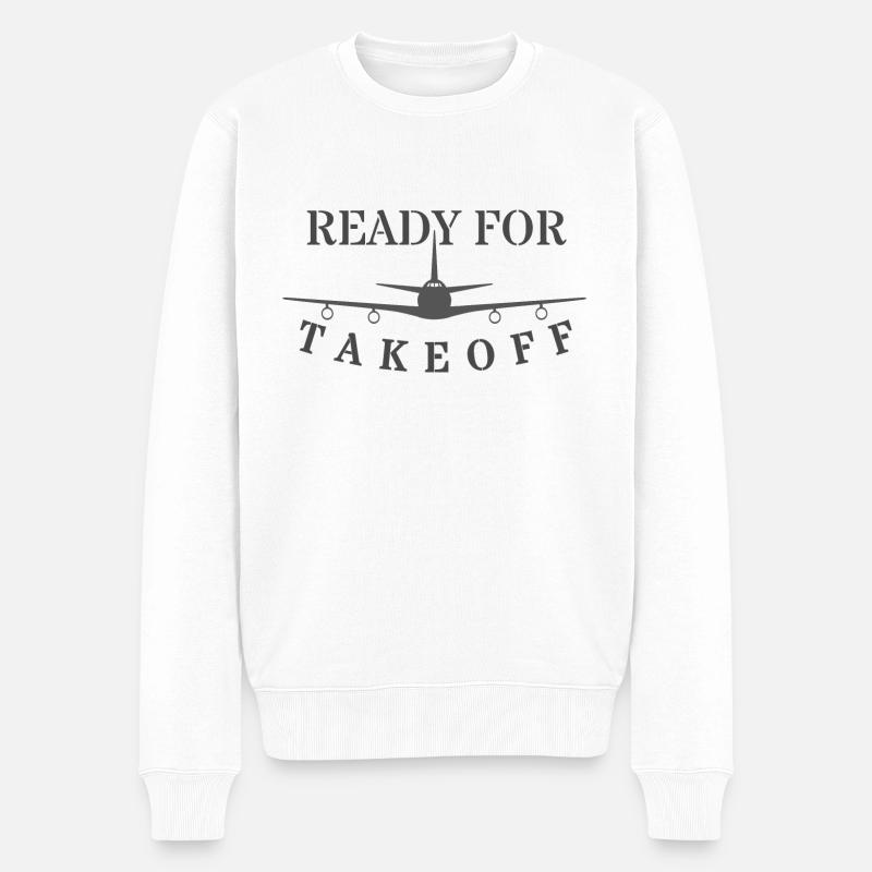 Ready for Take off - dark - Männer Premium Bio Pullover - Weiß