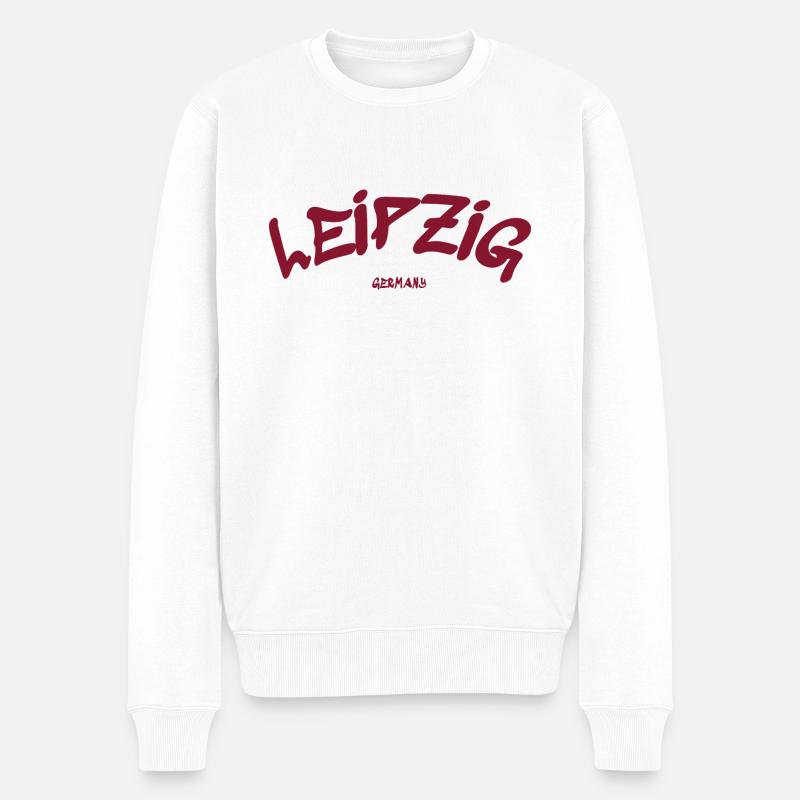 Leipzig - Deutschland - Germany - Sachsen - Männer Premium Bio Pullover - Weiß
