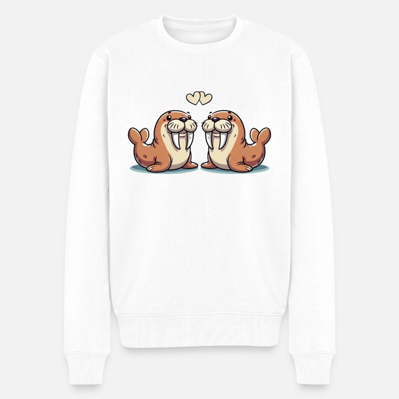 phoque amour - Pull Premium bio Homme - blanc