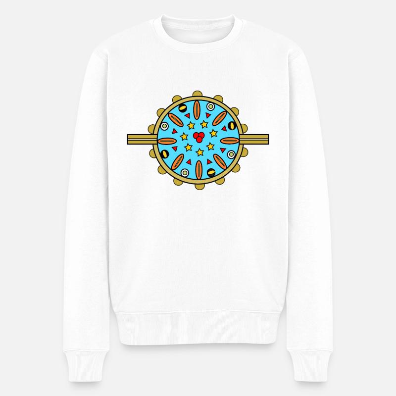 Mandala with stars - Männer Premium Bio Pullover - Weiß