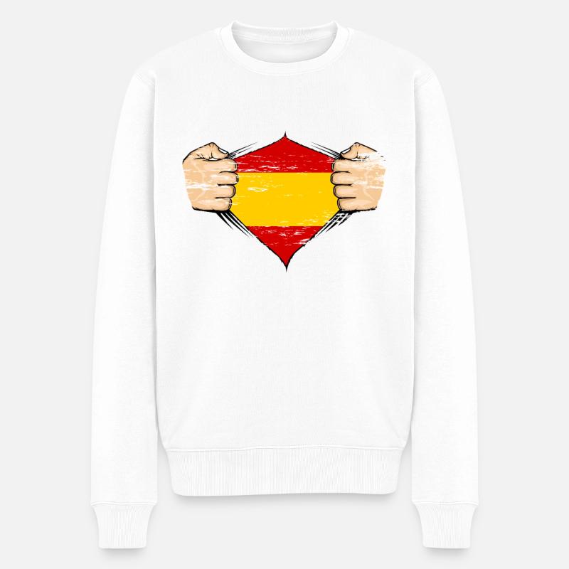 Spanien Flagge Design used - Männer Premium Bio Pullover - Weiß