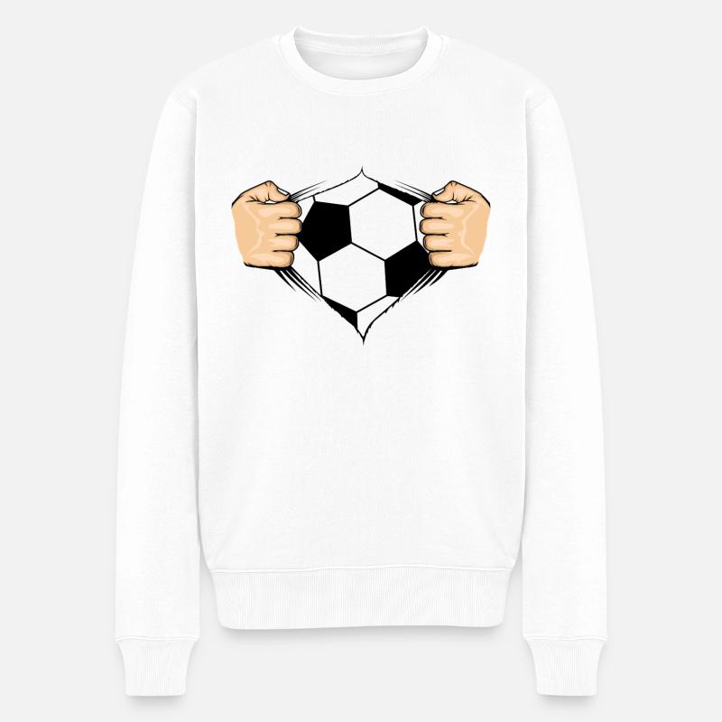 Fussball Design - Männer Premium Bio Pullover - Weiß