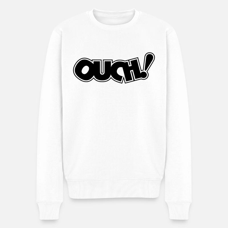 Comic Ouch Geschenk Geschenkidee - Männer Premium Bio Pullover - Weiß