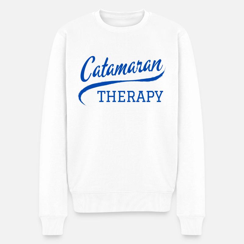 Katamaran-Therapie Typografie US-Sport - Männer Premium Bio Pullover - Weiß