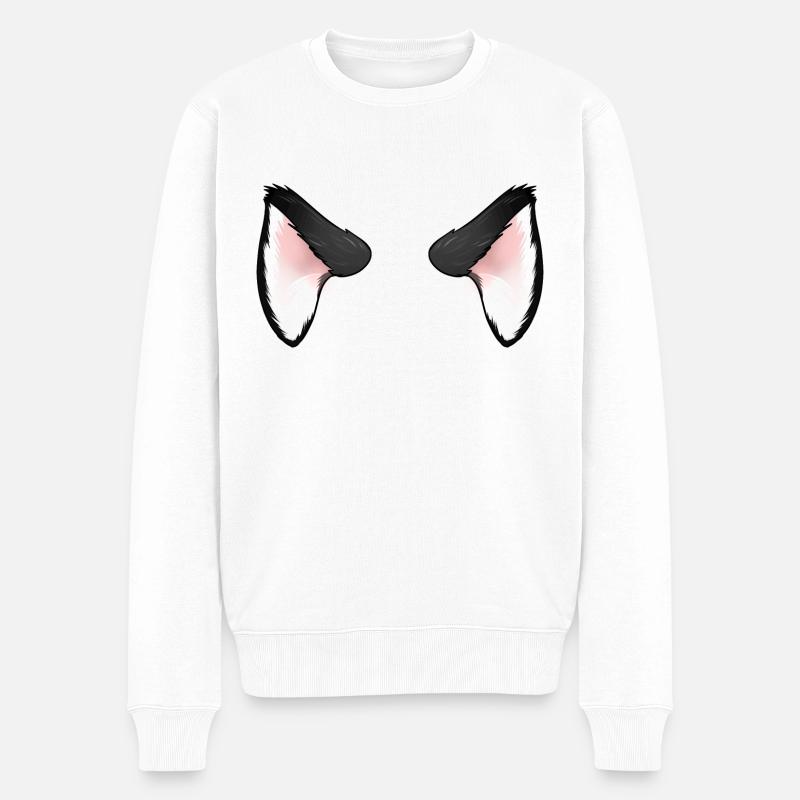 Oreilles de chat noir - Pull Premium bio Homme - blanc