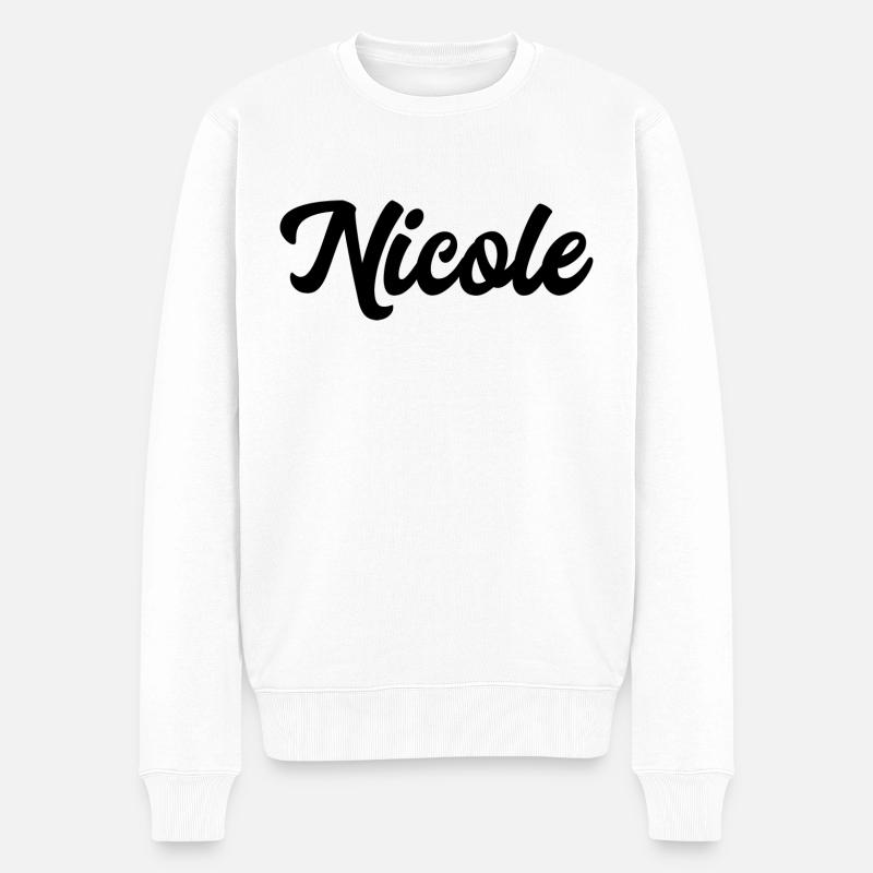 Nicole Custom Text Nom d’anniversaire - Pull Premium bio Homme - blanc