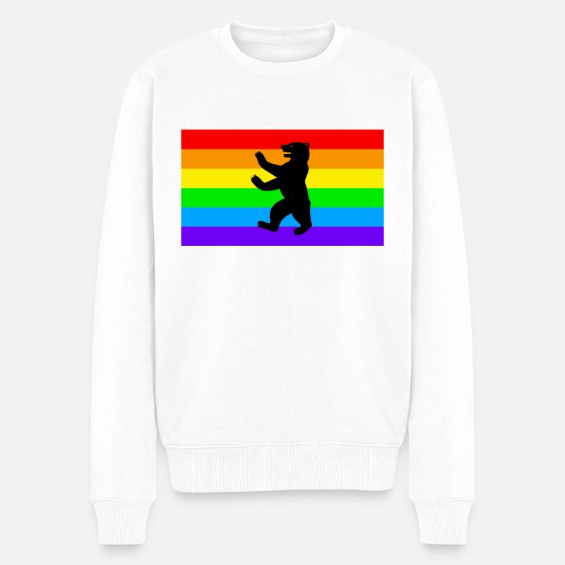 Berliner Bär / LGBT Q / Regenbogen Fahne - Männer Premium Bio Pullover - Weiß