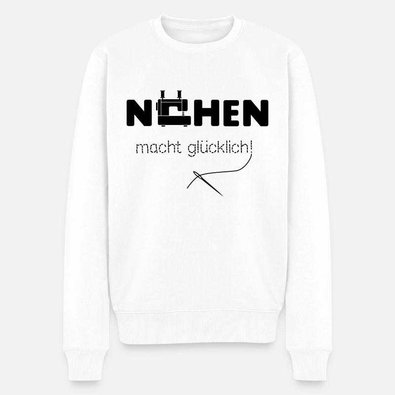 Nähen macht glücklich - Männer Premium Bio Pullover - Weiß
