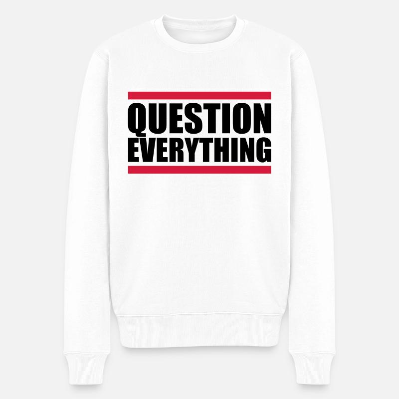 Balken Question Everything - Männer Premium Bio Pullover - Weiß