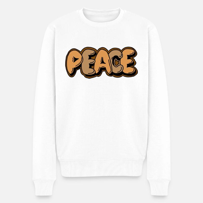Peace Graffiti - Männer Premium Bio Pullover - Weiß
