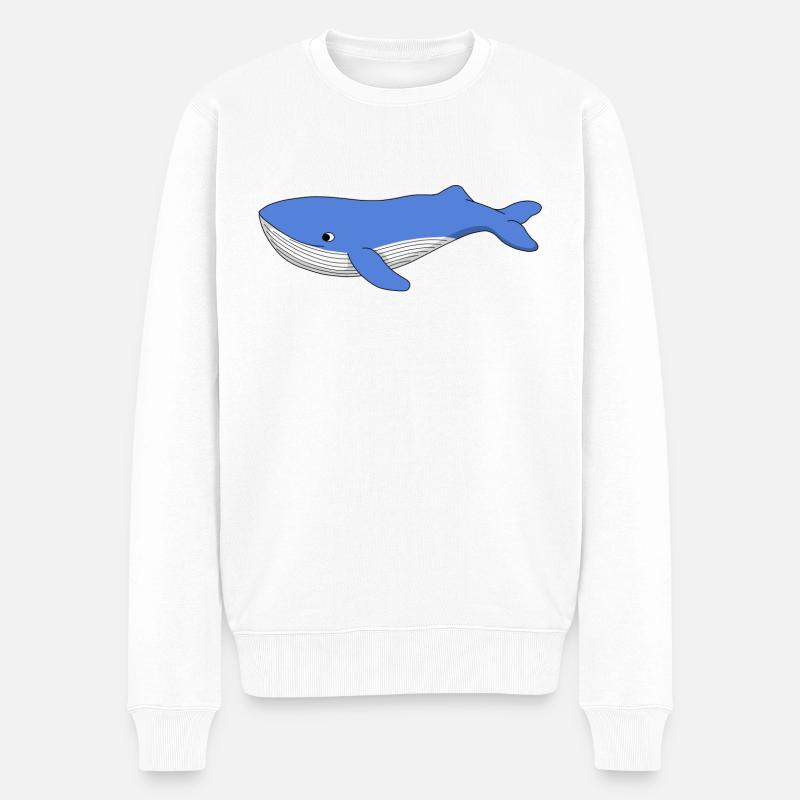 Blauwal - Männer Premium Bio Pullover - Weiß