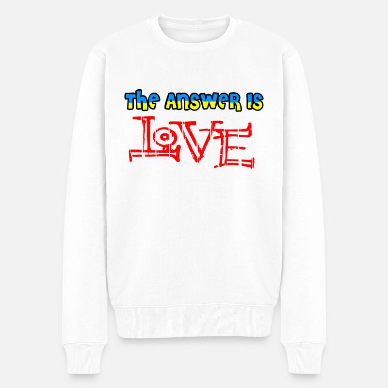 the answer is love - Ukraine - Männer Premium Bio Pullover - Weiß