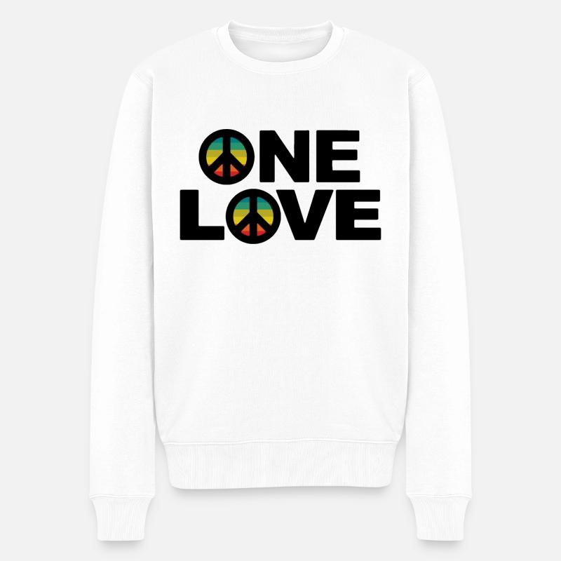Eine Liebe Frieden - Männer Premium Bio Pullover - Weiß