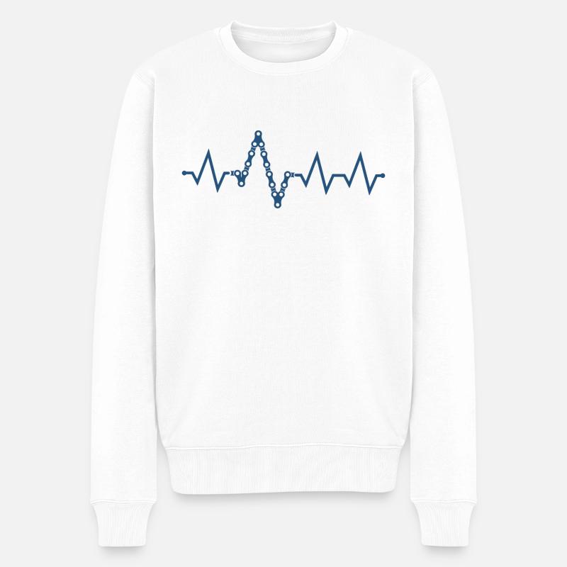 Kette heartbeat - Männer Premium Bio Pullover - Weiß