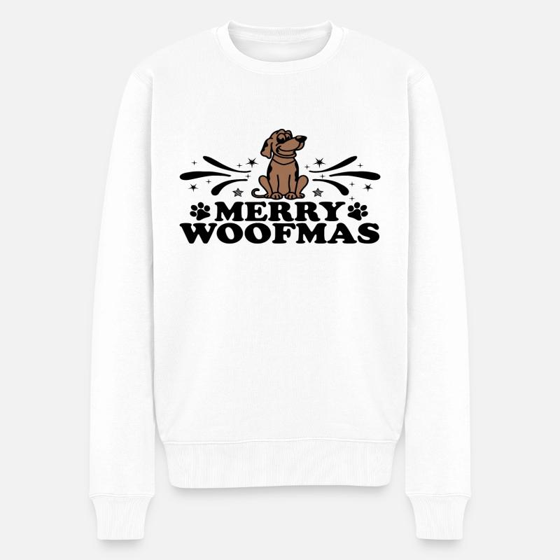 Merry Woofmas - Männer Premium Bio Pullover - Weiß