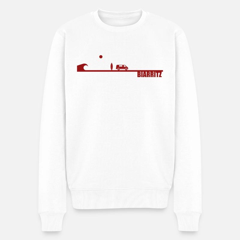 Biarritz Vague Surf Van life - Pull Premium bio Homme - blanc