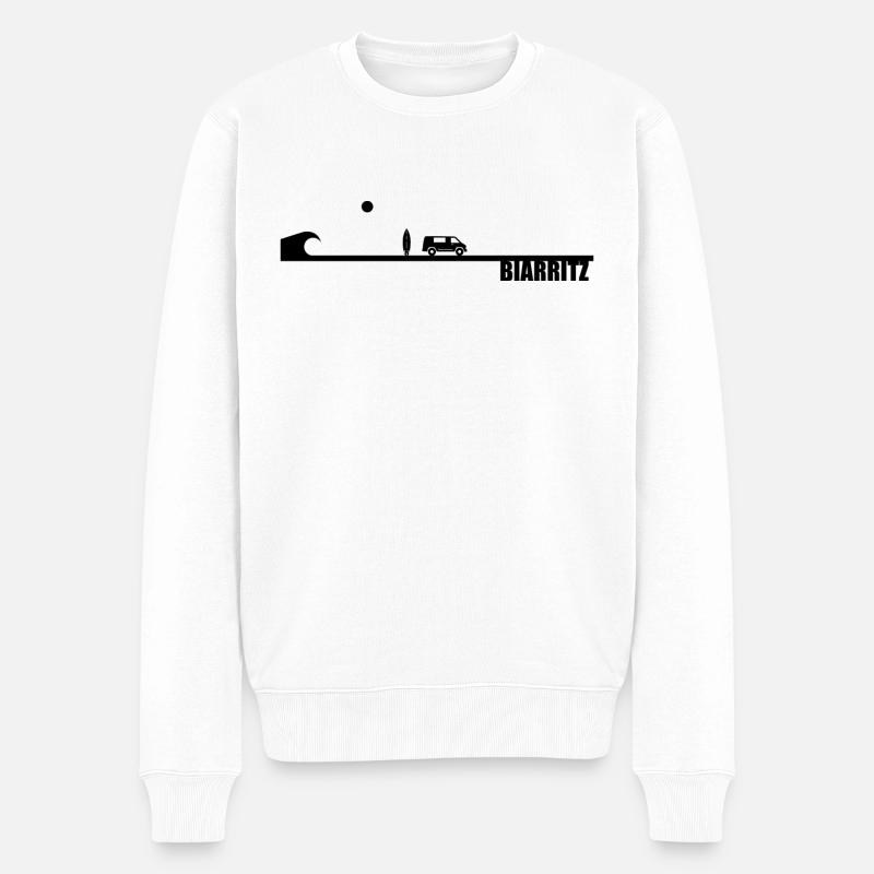 Biarritz Vague Surf Van life - Pull Premium bio Homme - blanc