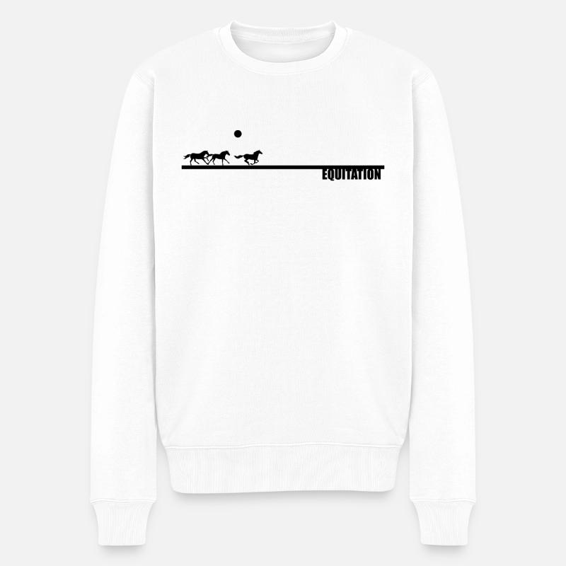 Equitation Chevaux Soleil - Pull Premium bio Homme - blanc