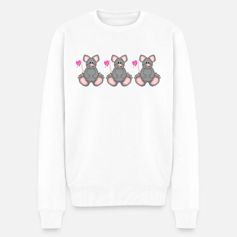 Mäuse mit Herz - Männer Premium Bio Pullover - Weiß