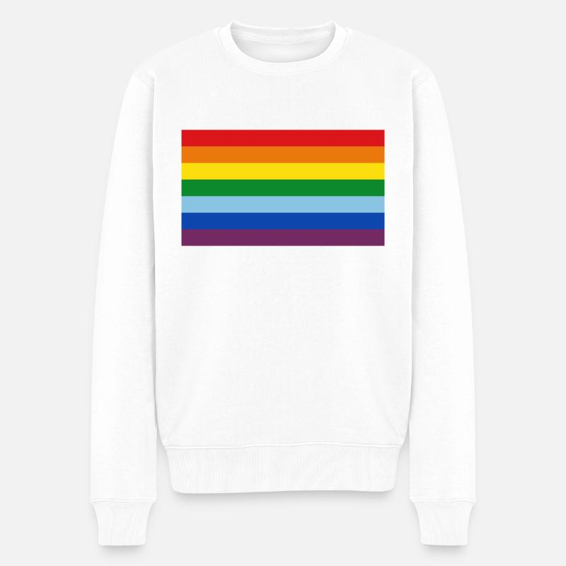 regenbogen - Männer Premium Bio Pullover - Weiß