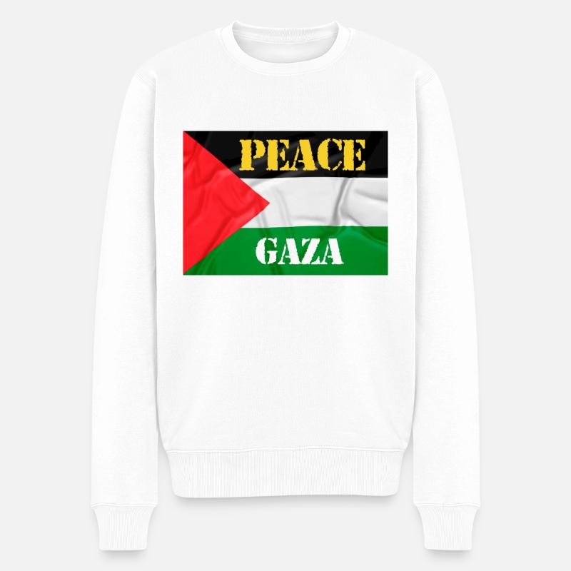 Flagge Gaza - Männer Premium Bio Pullover - Weiß