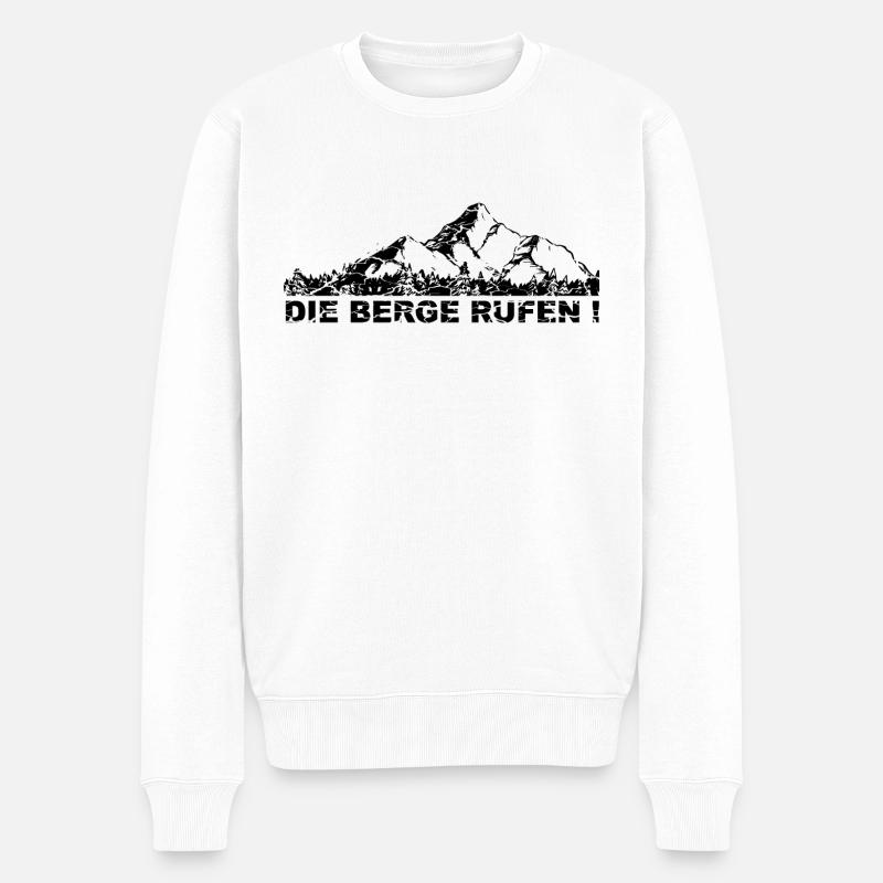 Die Berge Rufen - (9) - Männer Premium Bio Pullover - Weiß