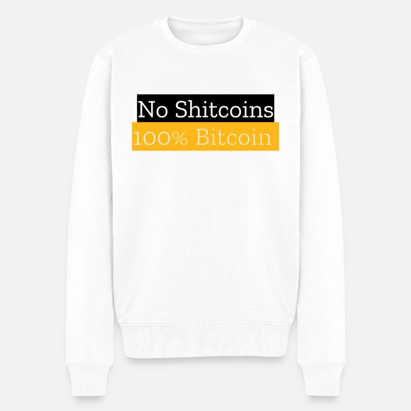 No Shitcoins 100% Bitcoin - Männer Premium Bio Pullover - Weiß