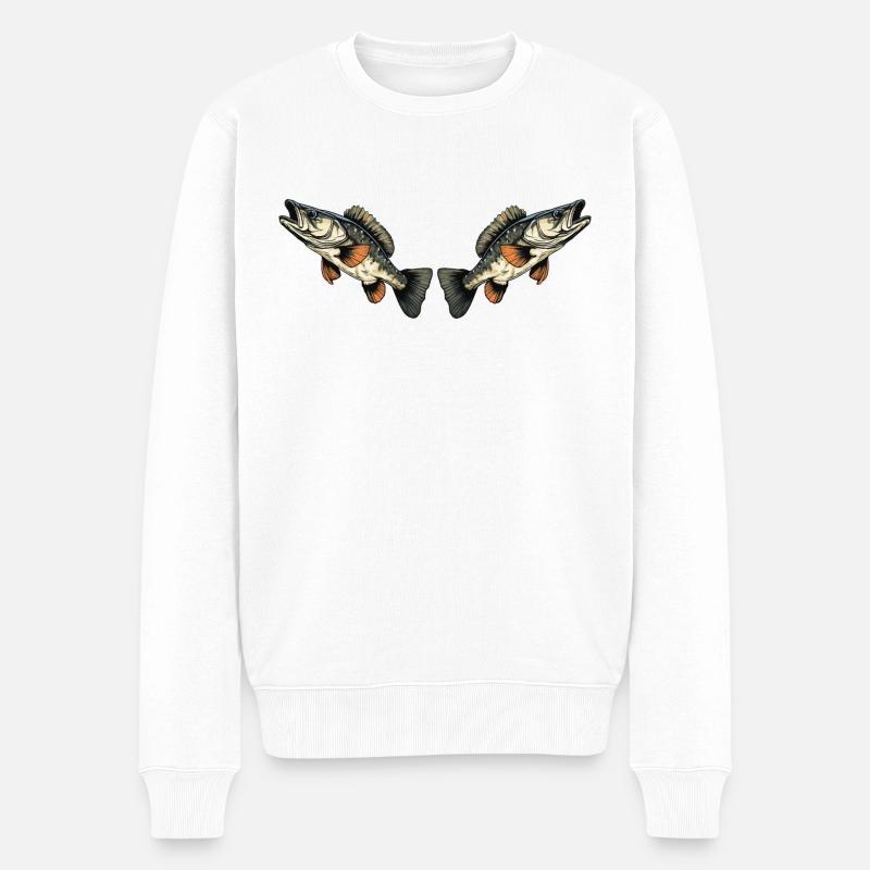 fische - Männer Premium Bio Pullover - Weiß