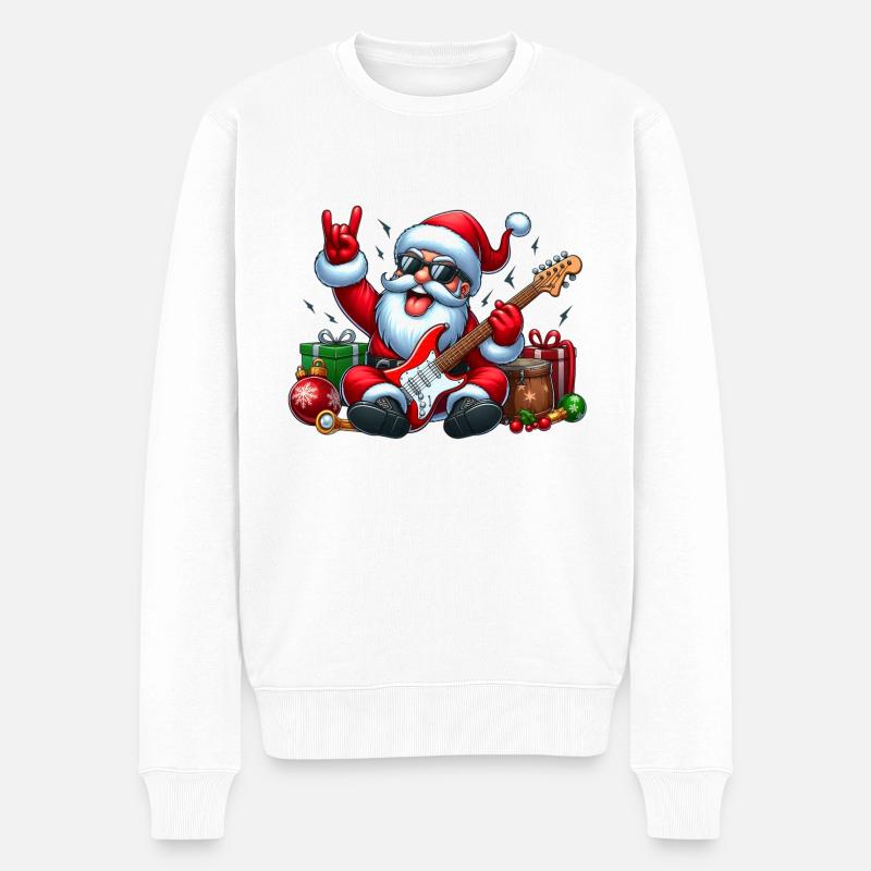 Santa Rock 4 - Männer Premium Bio Pullover - Weiß