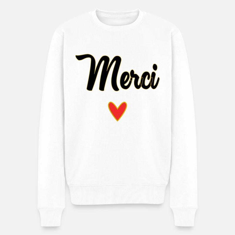 MERCI. ANNIVERSAIRE. NAISSANCE. - Pull Premium bio Homme - blanc