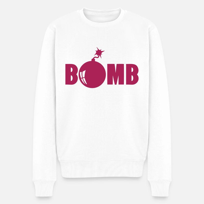 Wort bomb - Männer Premium Bio Pullover - Weiß