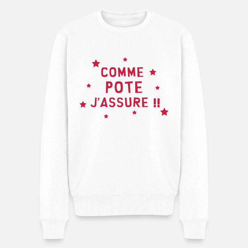 Comme pote j'assure !! - Pull Premium bio Homme - blanc