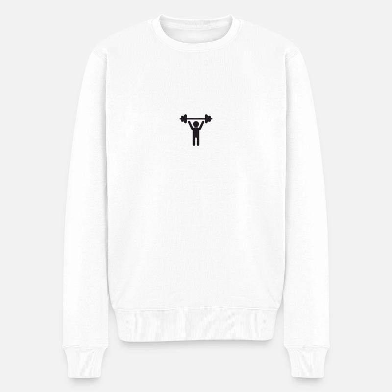 Gewichte heben - Männer Premium Bio Pullover - Weiß
