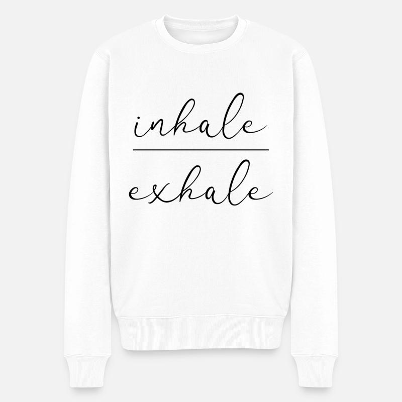 Inhale - Männer Premium Bio Pullover - Weiß