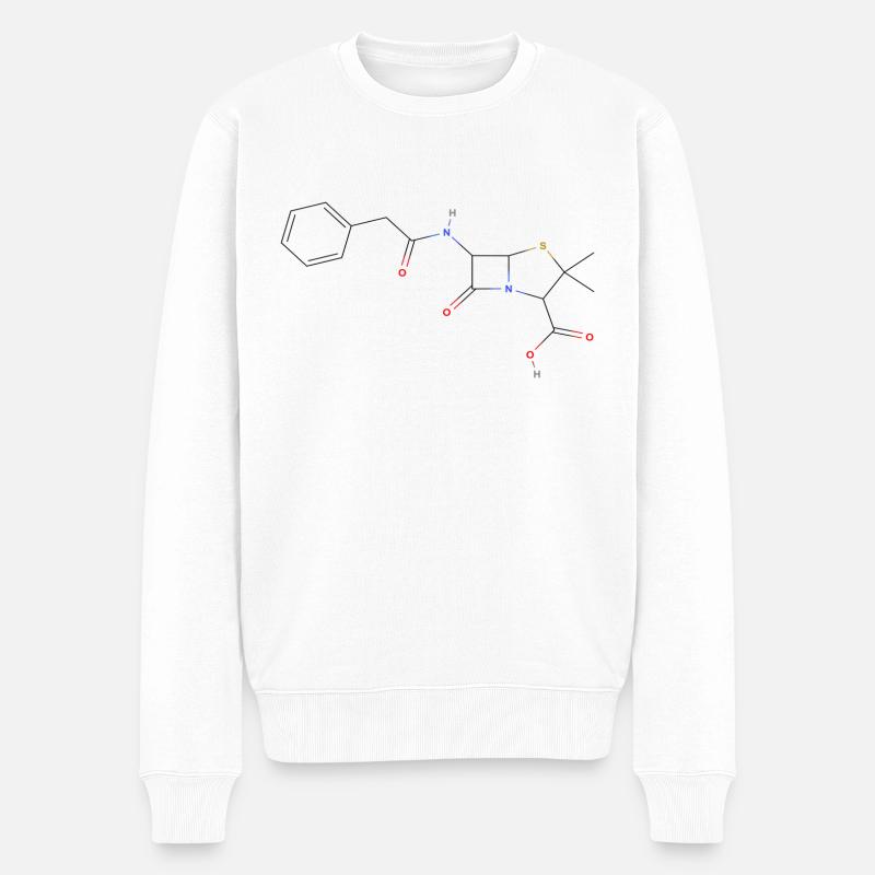 Penicillin Molekül - Farbige Strukturformel - Männer Premium Bio Pullover - Weiß