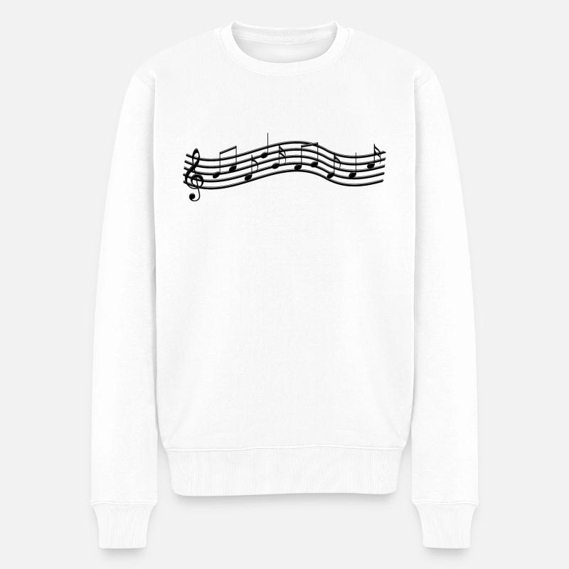 Musiknoten auf welligem Stab - Männer Premium Bio Pullover - Weiß