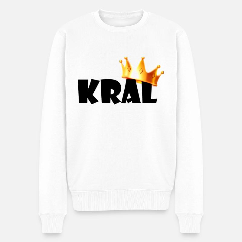 "Kral - König" - Männer Premium Bio Pullover - Weiß