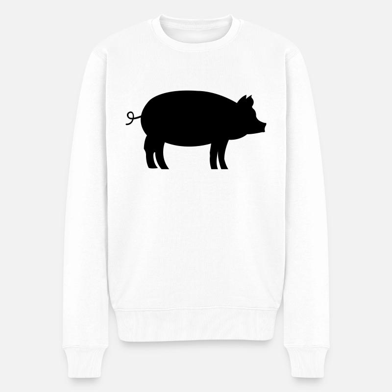 Schwein Pig - Männer Premium Bio Pullover - Weiß