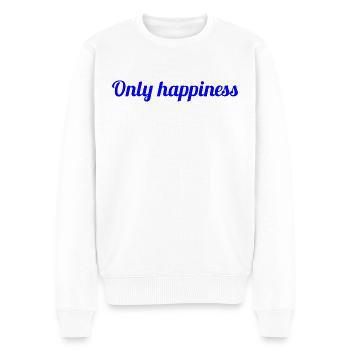 Only happiness - Citation sur le bonheur - Pull Premium bio Homme - blanc - Devant - Thijin (182cm)
