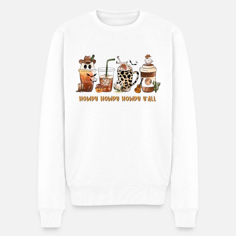 Howdy Howdy Howdy y all - Happy Hallothanksmas - Männer Premium Bio Pullover - Weiß