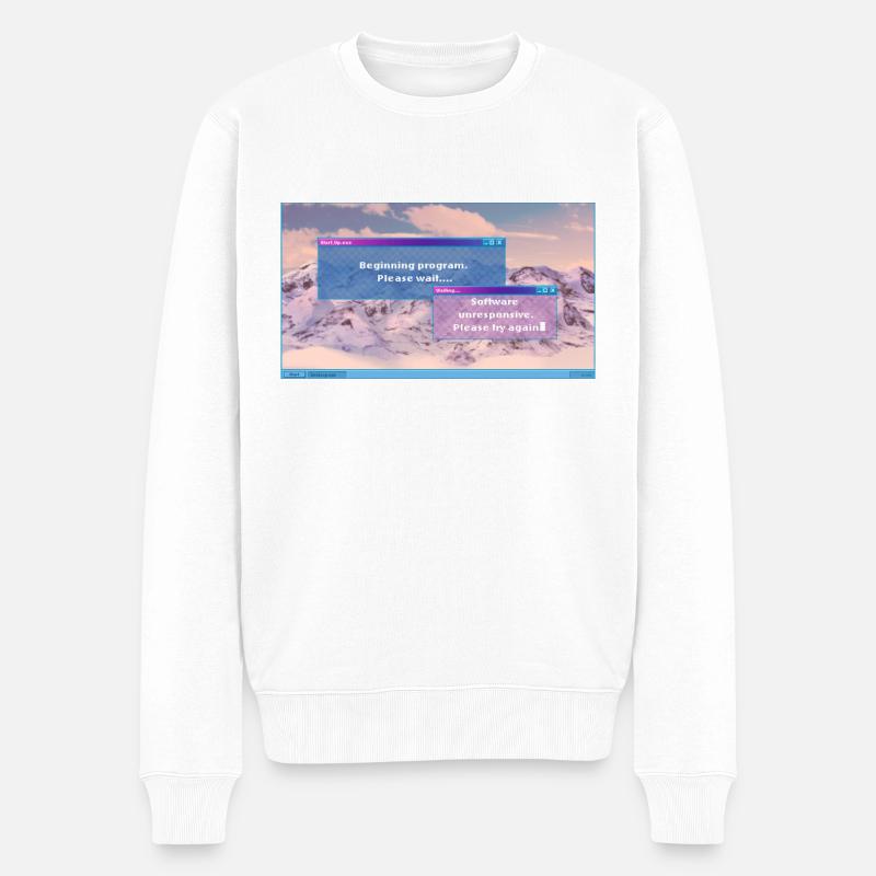 1980er Jahre Retro-Desktop-Computerbildschirm - Männer Premium Bio Pullover - Weiß