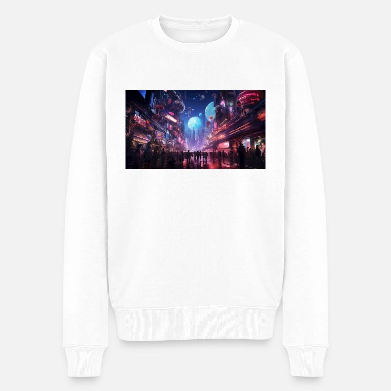 crowded place in tokyo rush hour - Männer Premium Bio Pullover - Weiß