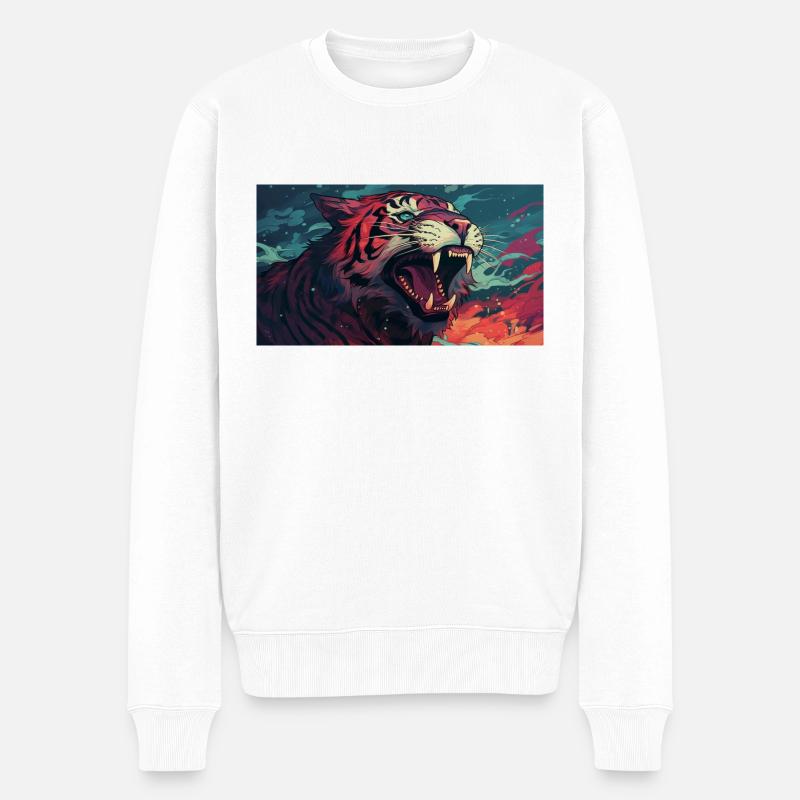 roaring tiger - Männer Premium Bio Pullover - Weiß