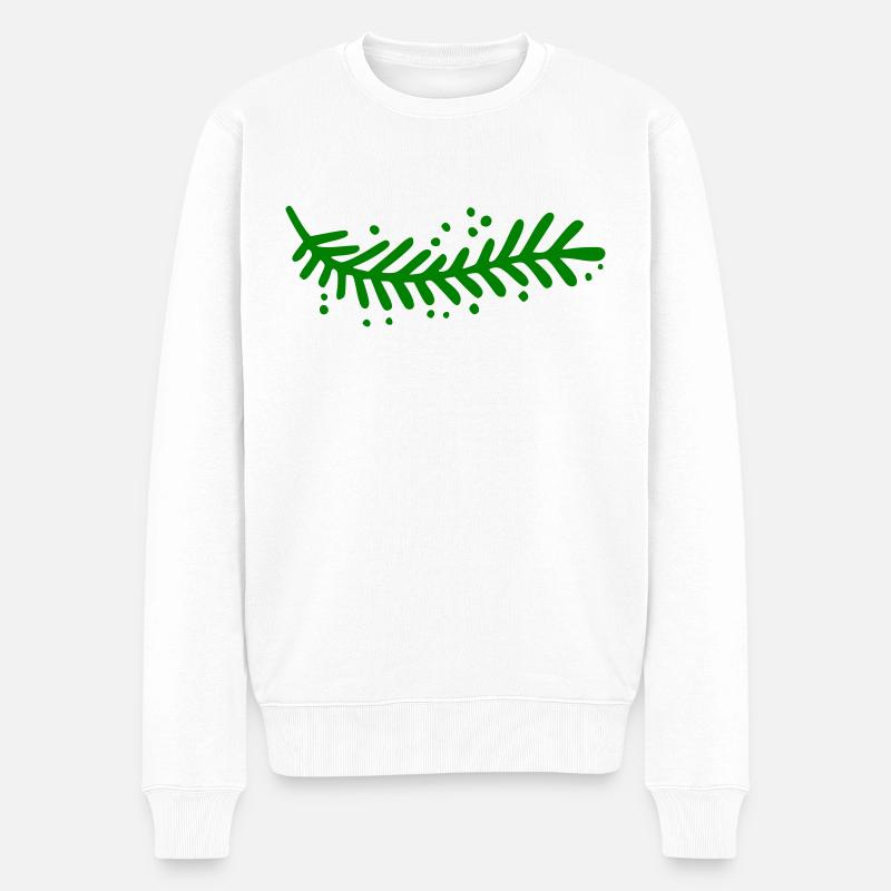 Tannenzweig - Männer Premium Bio Pullover - Weiß