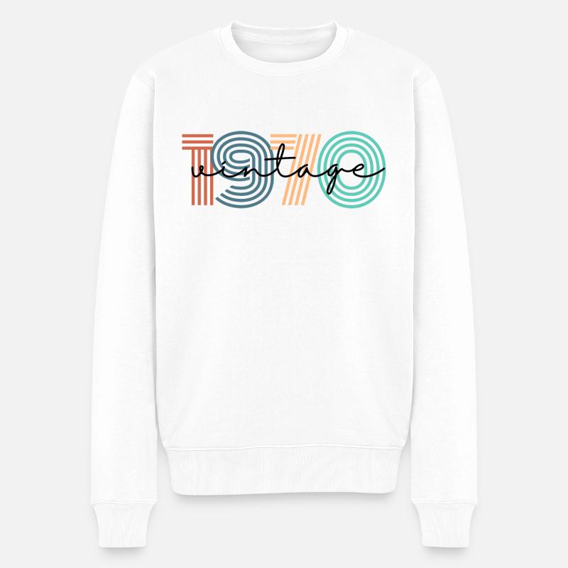 1970er Jahre Vintage Retro - Männer Premium Bio Pullover - Weiß
