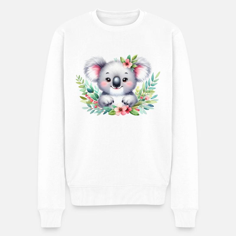 Koala Aquarell Illustration - Männer Premium Bio Pullover - Weiß