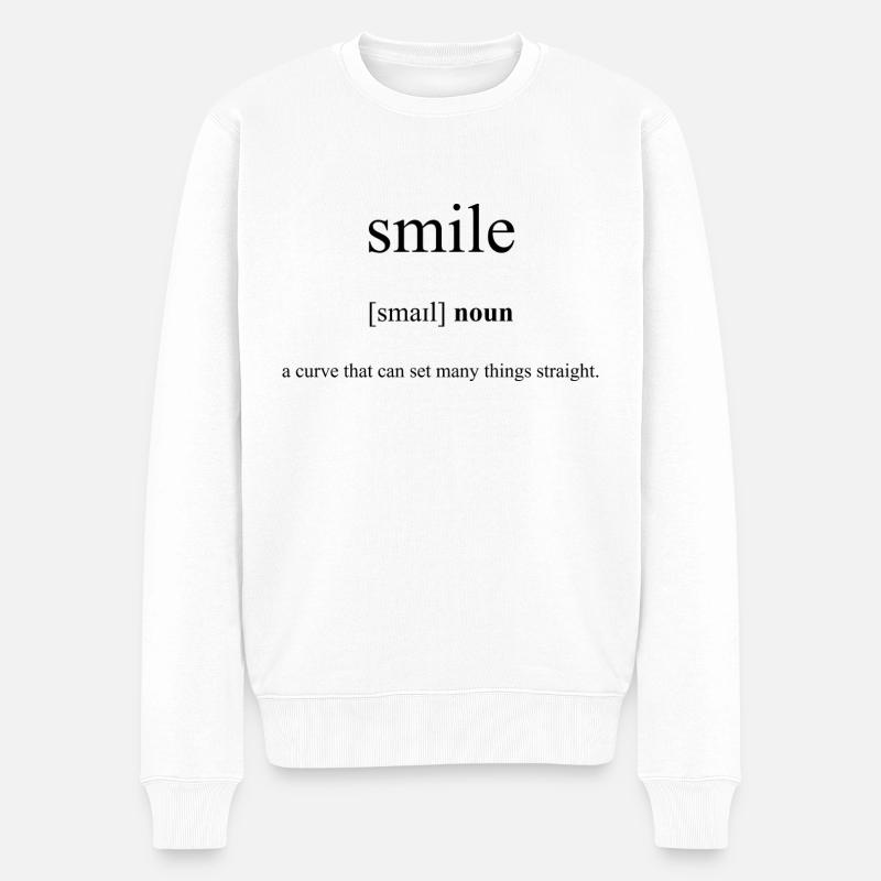 Smile | Lachen Definition Dictionary - Männer Premium Bio Pullover - Weiß