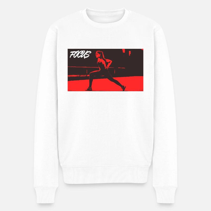 FOCUS_red - Männer Premium Bio Pullover - Weiß
